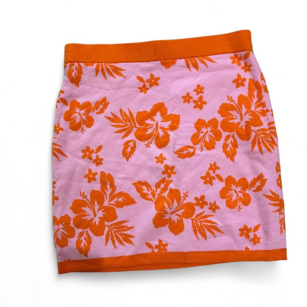 Pink and Orange Tropical Floral Mini SKirt